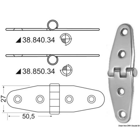 Balama inox finisat OSCULATI 38.840.34-S, 2x101x27mm, bulk 2 bucati