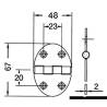 Oval hinge 48x67 mm stud mounting 2 mm