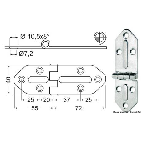 Balama inox OSCULATI 38.444.00, 2.5x127x40mm