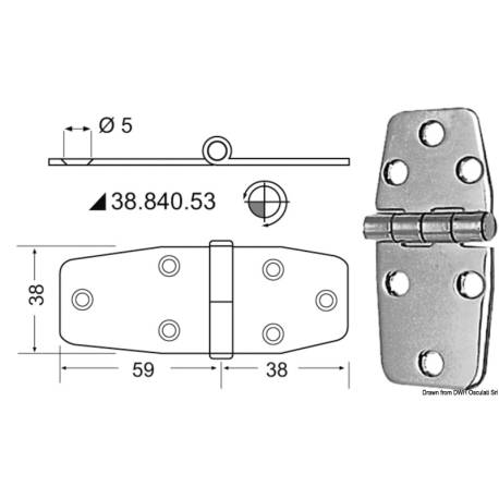 Balama inox OSCULATI 38.840.53, 2.5x97x38mm