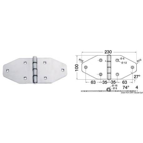 Balama inox OSCULATI Maxi, 4x230x100 mm