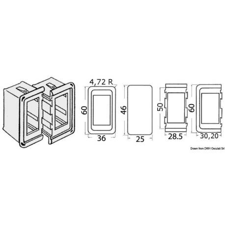 Cadru din plastic pentru comutator, insertie centrala