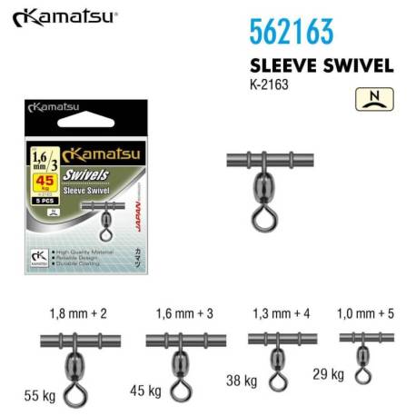 Vartej culisant KAMATSU K-2163 SS-Nickel, nr. 4 + tub 1.3mm, 38kg, 5buc/plic