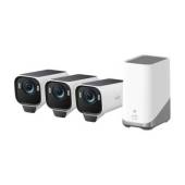 Kit supraveghere video wireless eufyCam S3 Pro cu 3 camere si HomeBase3, panou solar inclus