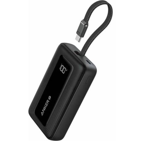 Acumulator extern ANKER Zolo 10.000 mAh, 30W, 1x USB-C, 1x USB-A, cablu USB-C incorporat Negru