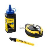 Set sfoara de trasare STANLEY 0-47-681 30m, + creta albastra + marker, blister