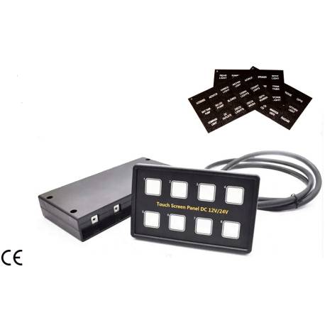 Panoul electric impermeabil cu 8 comutatoare LED tactile, 12/24V