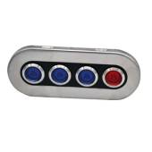 Panou de control electric inox, IP65, comutatoare LED, 4 x ON-OFF blue