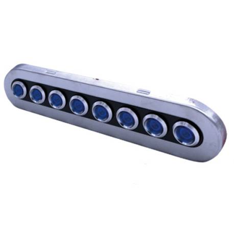 Panou de control electric inox, IP65, comutatoare LED, 8 x ON-OFF blue