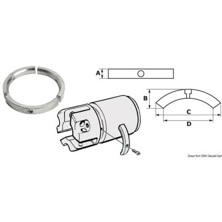 Kit 3 anozi de zinc pentru ax elice cu 4 pale pentru Volvo Sail Drive